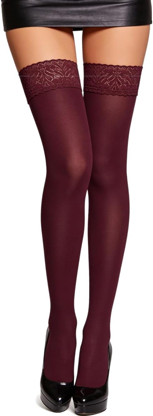 Charm and Attitude Thigh High Stockings for Women with Lace Top | No Slip Silicone Stockings | Multiple Colors Made in EU