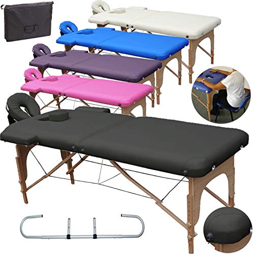 Beltom Mobile Massagetisch Massageliege Massagebank 2 zonen klappbar + Rollenhalter +TA. - Schwarz Cover