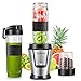 Mini Blender Multifonctionnel 500W, Yabano 3 en 1 Mixeur Smoothie Blender & Hachoir à Viande/Légumes & Moulin à Café/Graines/Poivre/Épices avec 2 Récipients 0.6L&0.3L sans BPA et 4 Lames en Acier Inox