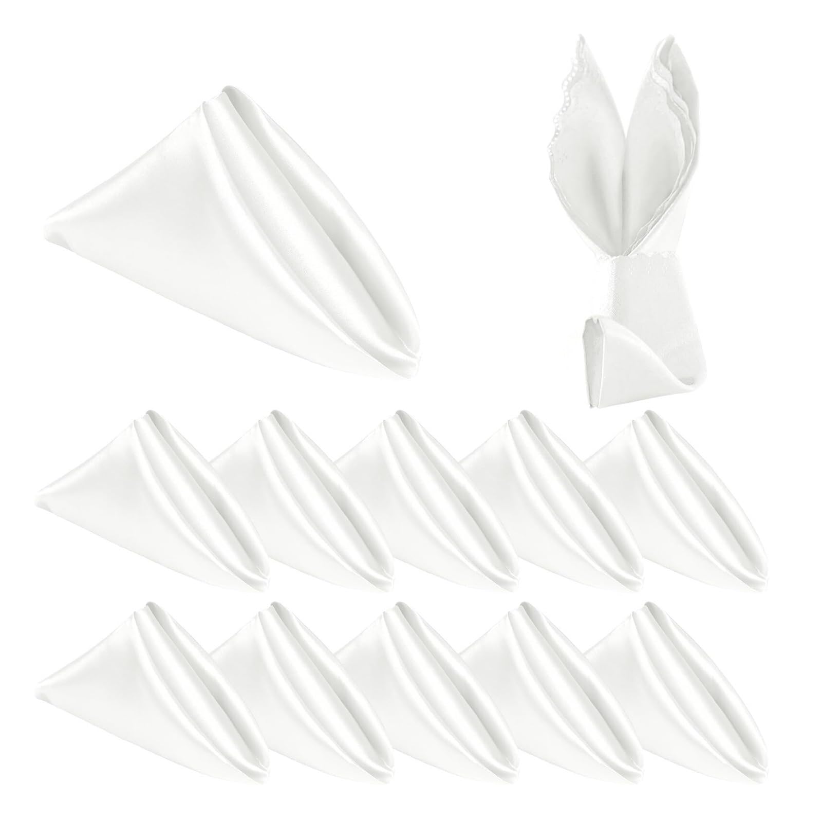 Silky Satin Cloth Napkins, Satin Dinner Napkins 10PC Square 43x43cm(Color 12)