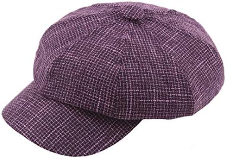 Plaid Newsboy Cap for Woman Retro Flat Baker Hat Ladies Casual Spring Autumn Vintage Gatsby Caps Purple
