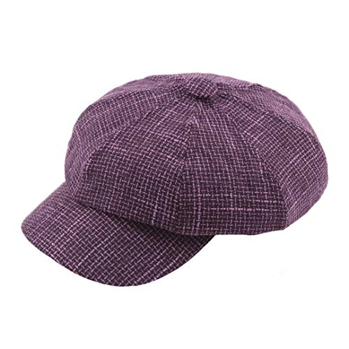Plaid Newsboy Cap For Woman Retro Flat Baker Hat Ladies Casual Spring Autumn Vintage Gatsby Caps Purple #TOP29