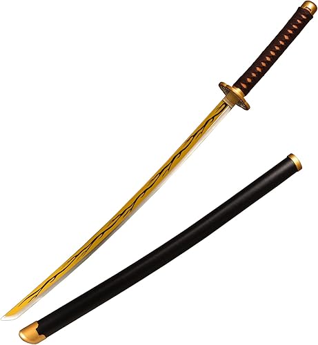 Miniatura 20 de Sword fort - Katana de acero al carbono de metal real, espada Katana de Rengoku/Tanjiro/Inosuke de anime Demon Slayer, alrededor de 41 pulgadas