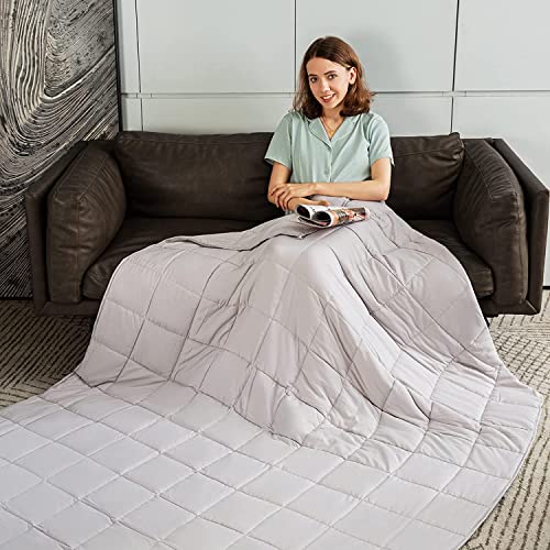 CYMULA Weighted Blanket for Adults (12lbs 48"x72" Twin Size) - Cooling Breathable Heavy Blankets for Summer Winter - Ultra Microfiber Soft Comfort Throw with Glass Beads - Gifts for Men/Women