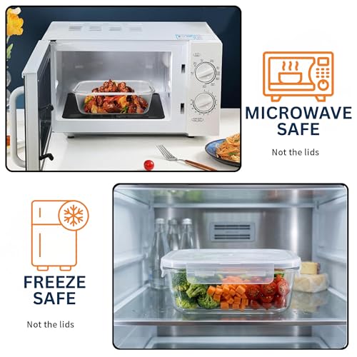 Image of Essentia Glass Lunch Box Borosilicate Container with Leakproof 4-Way Lock Lid, Removable Silicone Gasket, Microwave & Freeze Safe, Dishwasher Safe (1x370ml + 1x640ml)