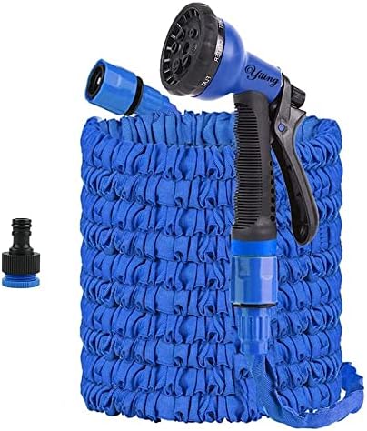 Yiting Gartenschlauch Flexibel 7.5m/15m/30m/37.5m, Wasserschlauch Dehnbar 25ft/50ft/100ft/125ft mit Sprühkopf und 3/4 &1/2 Zoll Adapter, Schlauch Flexibler Bewässerung für Garten H