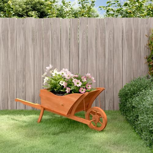 Rantry Pflanzgefäß Schubkarre-Design 128x45,5x43 cm Massivholz Tanne Blumentopf Model364229