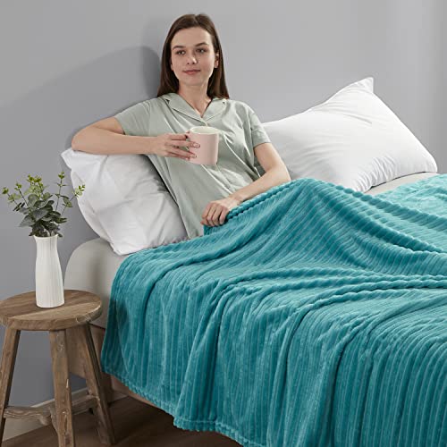 Image of Nestl Blanket Twin Size for Bed - Cozy Warm Fuzzy Blankets for Women, Plush Small Fleece Throws for Girls - Teal Blue, 66 x 90 Inches