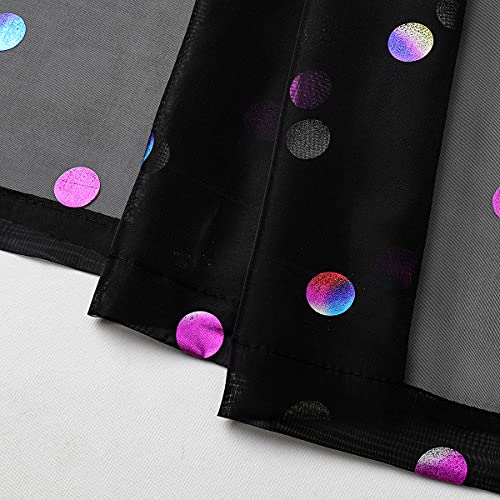 Black Kitchen Valances Curtain 15" Colorful Metallic Polka Dots Printed Holiday Season Cafe Sheer Valance For Bathroom Rod Pocket Linen Texture Window Treatments For Bedroom, 56" W 1 Panel #TOP4