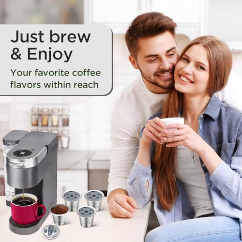 Image of Reusable K Cups for ke K Supreme | Refillable K cups with Adapter for ke K Supreme (Plus) Coffee Maker (4 pack)