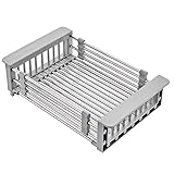 Material: Edelstahl Küche Lagerung Retractable Filte Sink-Schutz schwarz Küchenspüle Korb Siebkorb Edelstahl-Wannen-Abfluss-Gestell Waschbecken Geschirrkorb (Farbe : Gray)