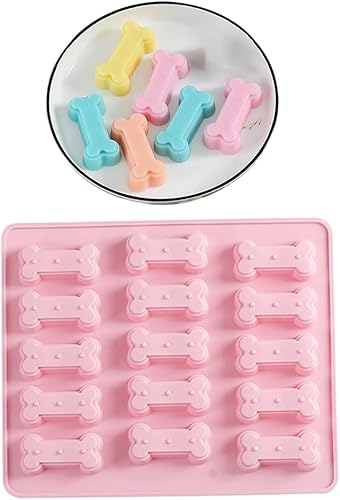 Miniatura 2 de 1 molde de silicona con forma de hueso de cumpleaños para perro, 15 cavidades, bandejas reutilizables para galletas de caramelo de hielo, gelatina