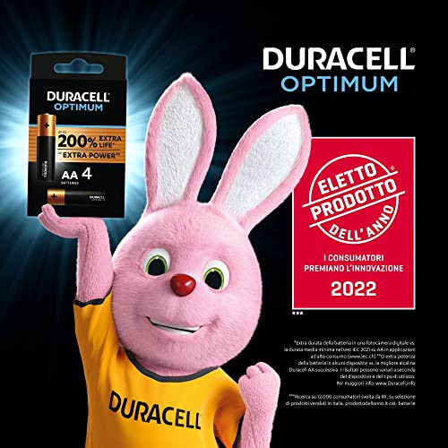 Duracell - Optimum AA, Batterie Stilo Alcaline, confezione da 12, 1.5 V LR6 MX1500