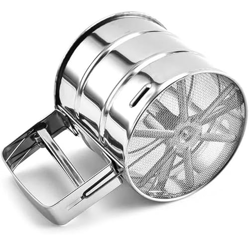 Polvilhador Peneira Manual em Inox C/Gatilho Para Farinhas Açúcar Tapioca Temperos
