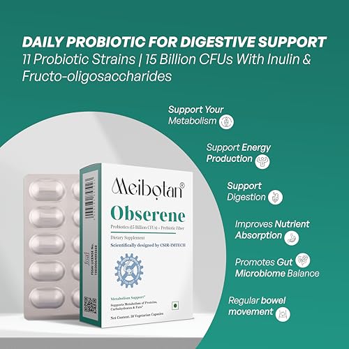 Image of Obserene Probiotics Supports Metabolism Supplements Scientifically Designed by CSIR-IMTECH Supports Healthy Metabolism- 30 Veg Capsule (Pack of 3x10) Men & Women