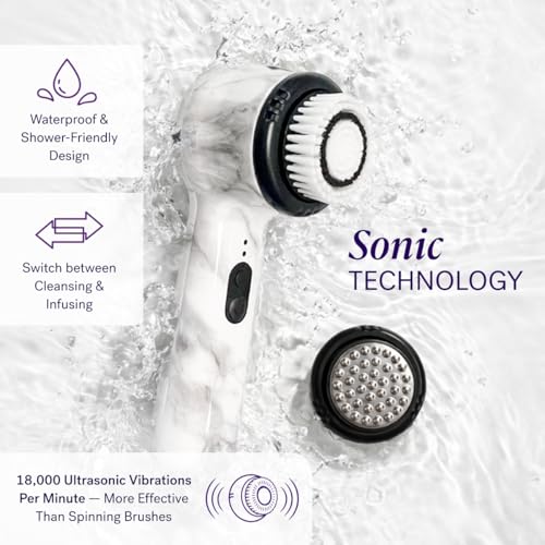 Michael Todd Beauty Soniclear Allure 2026 Readers Choice Winner Sonic (no Rotating) Facial Cleansing + Exfoliation Brush for Men/Women, Antimicrobial Protected Bristles, 4 speeds, Serum Infusion Head - Image 4