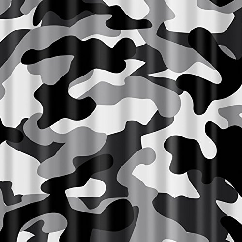 Fangkun Camo Shower Curtain - Gray Military Camouflage Army Art Bathroom Decor Shower Curtains Set With 12Pcs Shower Hooks - 72 X 72 Inches #TOP2