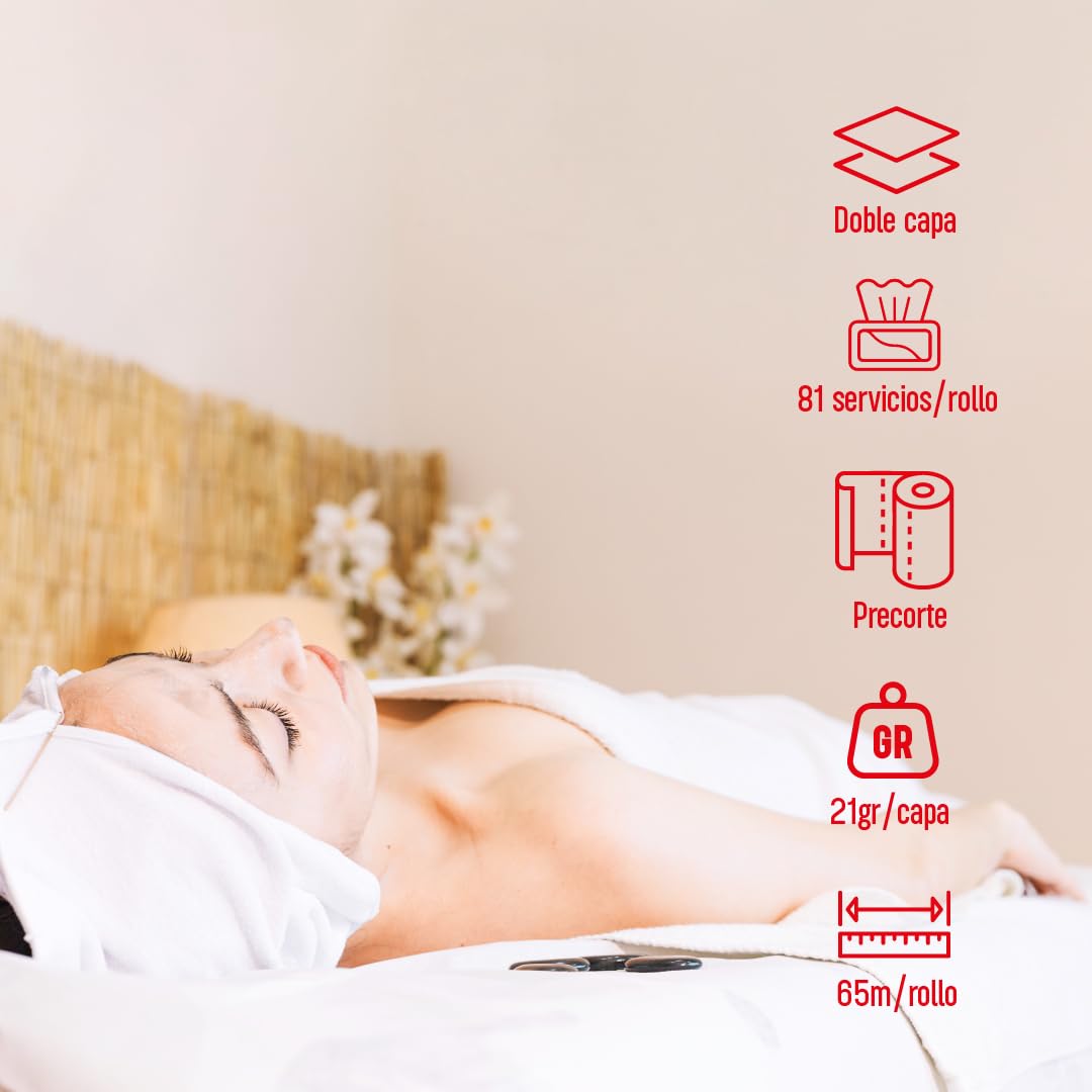 Clim Profesional - Papel Camilla Precortado Doble Capa 65M x 60cm | Suave y Liso para Centros Estéticos y Sanitarios