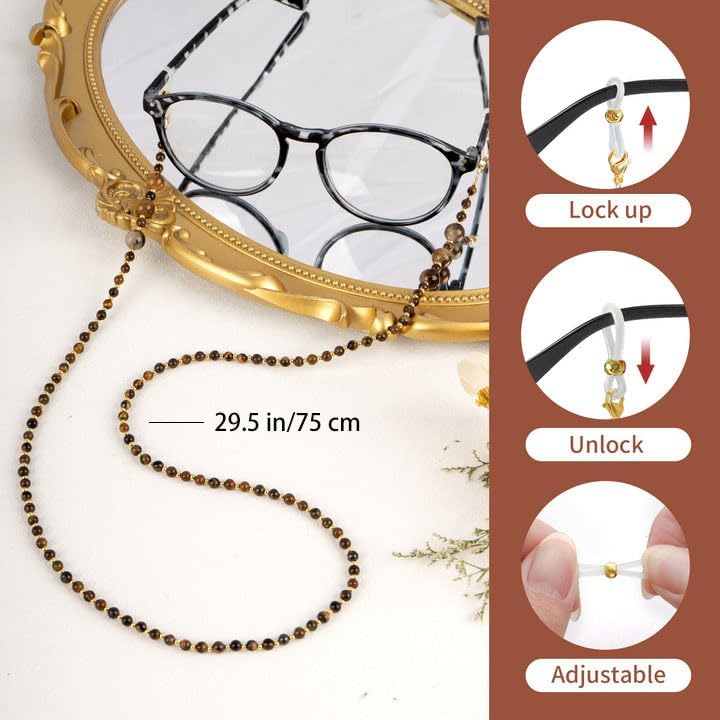 Image of BILIONE Bohemian Beaded Glasses Chain, Earthy Style Eye Glasses Holder Around Neck, Reading Eyeglasses Necklace for Women