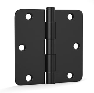 goldenwarm 24Pack Matte Black Door Hinges 3.5 Inch Rounded Interior Door Hinges Black Matte 3-1/2'' with 1/4'' Radius Corners