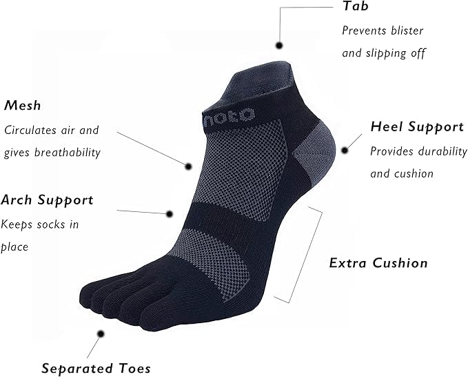 Coolmax No-Show Midweight Toe Socks for Running and Hiking with Cushion and Mesh for Men and Women4