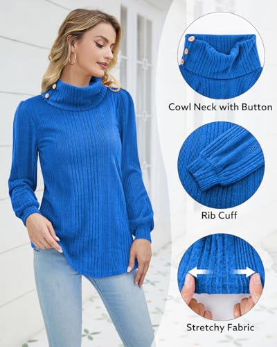 Bulotus Women's Turtleneck Tunic Sweaters Long Sleeve Ribbed Knit Comfy Loose Casual Fall Sweater