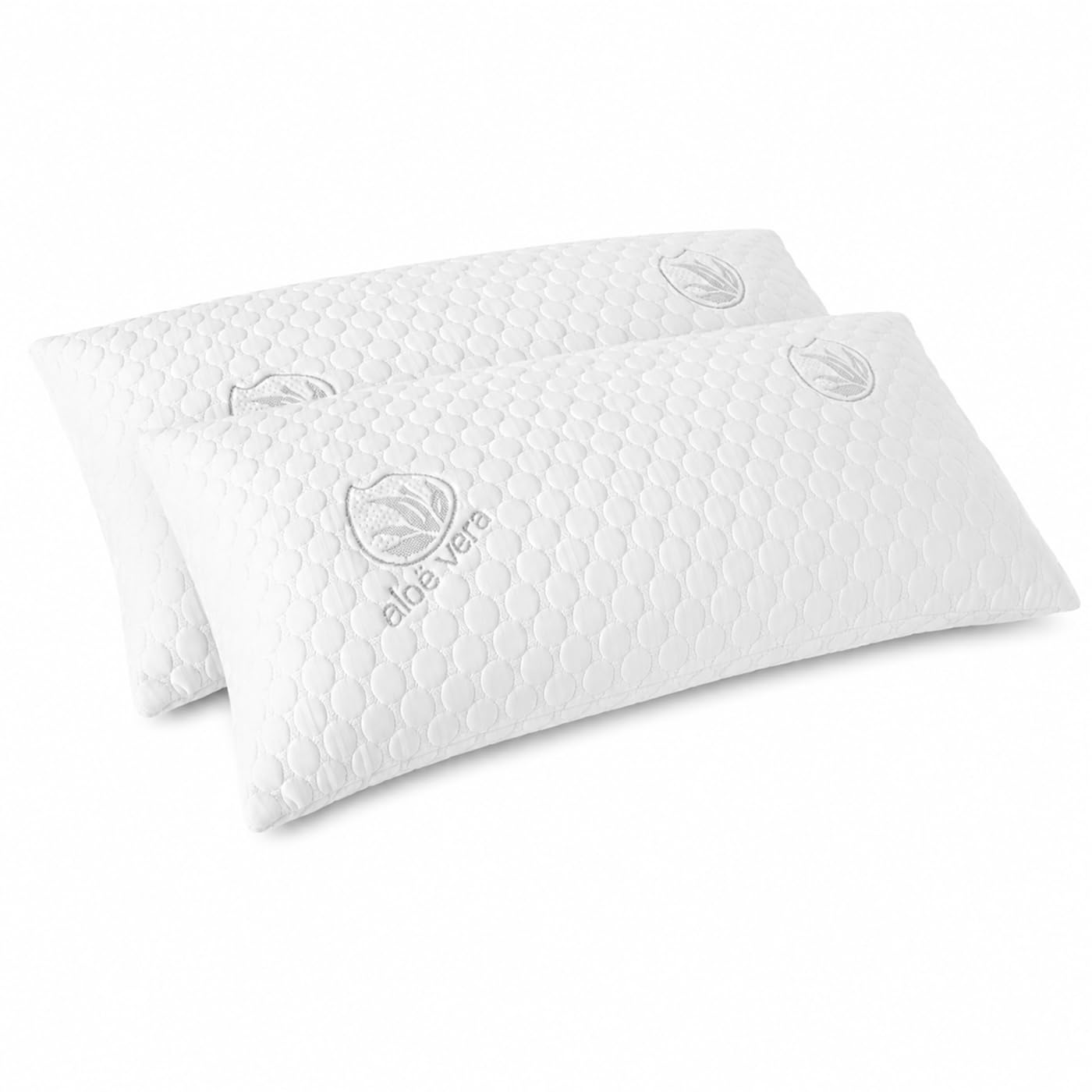 ACCRUX-Almohada de Copos Viscoelásticos, Firmeza Media, Transpirable,Tejido Aloe Vera Suave, Ergonómicas,Termorregulable Adaptable al Cuello. (90cm Pack 2)