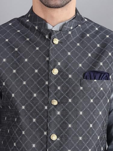 Image of Uri and MacKenzie Men's Silk Blend Kurta Pajama with Designer Ethnic Nehru Jacket /Modi Jacket