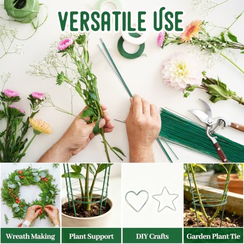 Image of 100 Pcs Green Floral Wire Stems,18 Gauge Green Flower Wires,Artificial Floral Wire for Festival Flowers,Florist Floral Arrangements,DIY,14 Inch