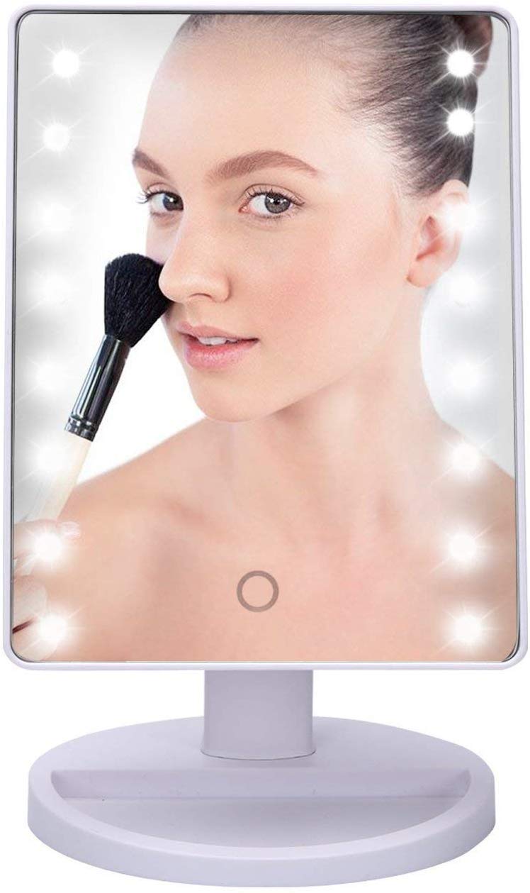 Vanity Makeup Shaving Mirror with Natural White LED Light,360 Degree Swivel Rotation Tabletop Bathroom (Multi Color)-image-25
