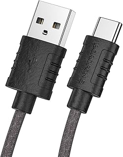 كابل بيانات USB-C للشحن من السيليكون من بوروفون، أسود، Bx52