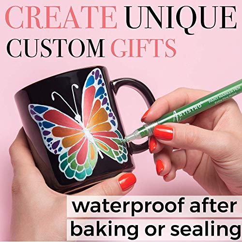 Artistro 16 Brush Tip Paint Pens And 12 Metallic Paint Markers Extra Fine Tip, Bundle For Calligraphy, Rock Painting, Wood, Fabric, Card, Paper, Photo Album, Ceramic & Glass #TOP7