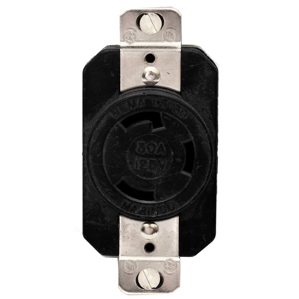 Marinco 305R 30A 125V Receptacle, back view showing mounting points