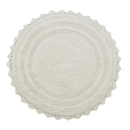 Better Trends Lilly Crochet Round Bath Rugs & Absorbent Bathroom Mat Reversible Bath Rugs Bath mats for Bathroom 100% Cotton Bathmats Washable - 24 Cream Round Rug