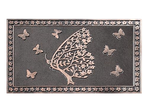 A1 Home Collections A1HOME200050 Floor Rubber Pin Fun Designed Welcome Door Mats For Indoor Outdoor Entrance, 18 Inch X 30", Shedding Tree With Butterflies cover