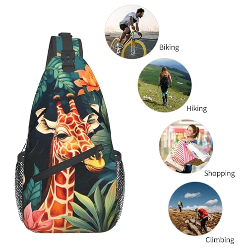 Bolso bandolera con patrón floral Forest Giraffe para mujer y hombre miniatura 6