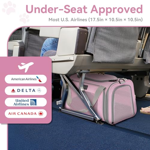 Image of Petsfit Cat Carrier Airline Approved, 17.5x10.5x10.5 in, Pink