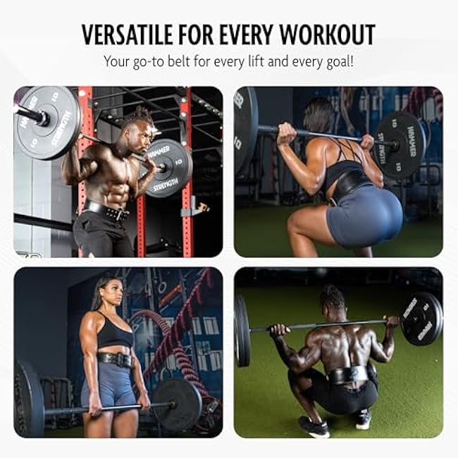 DMoose Fitness Weight Lifting Belt for Men & Women - 7MM Premium Cushioned Lumbar Support & Genuine Leather Adjustable Weightlifting Belt for Squats, Deadlifts & Workouts