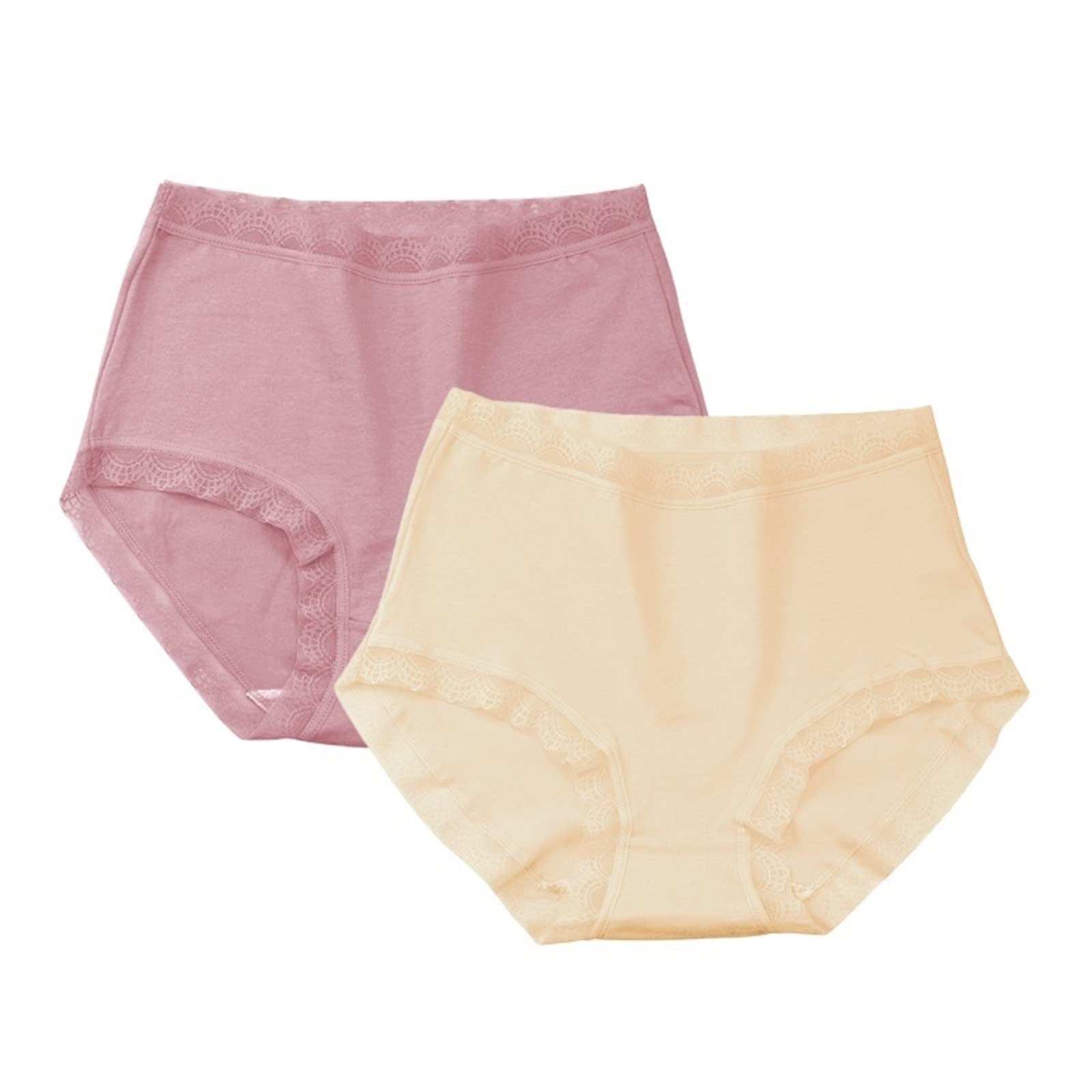 Bikinis Taillenslips 3 Teile/los Frauen Baumwolle Briefs Sexy Unterwäsche Hohe Taille Höschen Plus Größe Damen Unterhose Intime Weibliche Dessous (Color : Pinkbeige, Size : XXL)