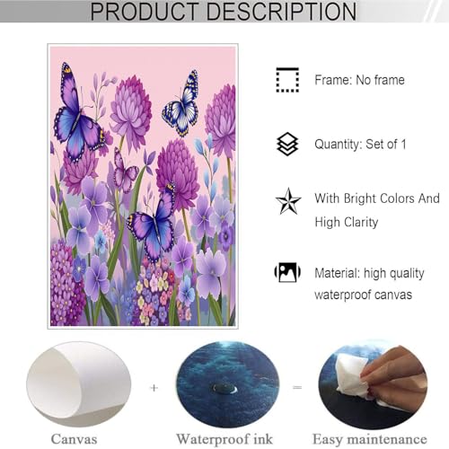 Cuadros decoracion salon modernos con flores románticas moradas 4