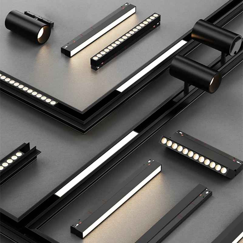 Binario Magnetico Da Incasso 2 Metri Nero, Per Illuminazione LED A Bassa Tensione 48V, Sistema Flessibile - 3