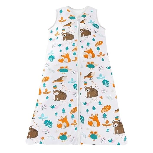 Chilsuessy Sommerschlafsack Baby Schlafsack Kleine Kinder Schlafanzug ohne Ärmel für Sommer und Frühling 100% Baumwolle, Waldtiere, 130/Baby Höhe 130-150cm