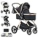 Mobayta Passeggino 3 in 1 Pieghevole Sistema da Viaggio Carrozzina Neonatale Passeggini Combinato Pneumatici in Gomma Accessori Gondola Passeggini Città 22kg Carrozzine Lettini per Neonati e Bambini immagine