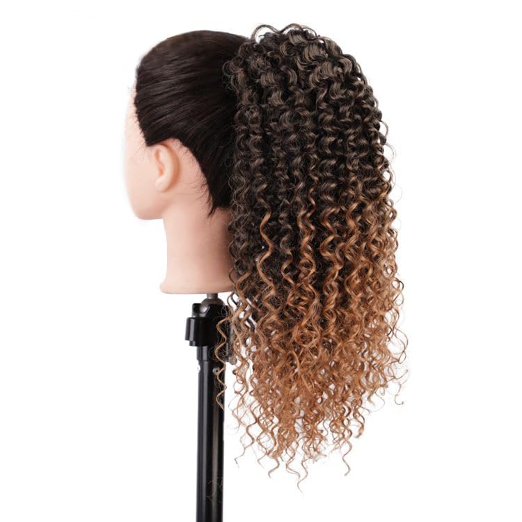 Aiokrtse Curly Ponytail Extension Synthetic Hair Curly Drawstring Ponytail Hair Pieces for Women 14 inches #T1b/30 Colour - Image 3