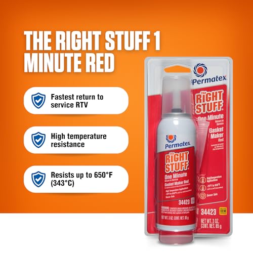 Image of Permatex 34423 Right Stuff 1 Minute Red High Temperature Gasket Maker, 3 oz
