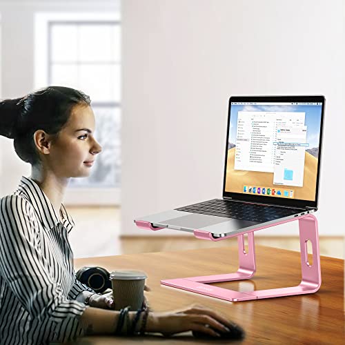 Image of BESIGN LS03 Aluminum Laptop Stand, Ergonomic Detachable Computer Stand, Notebook Riser, Laptop Mount Compatible with Air, Pro, Dell, HP, Lenovo More 10-15.6 inch Laptops, Pink