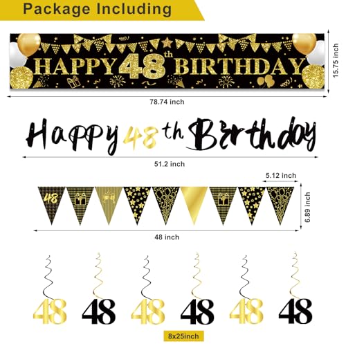 Image of 48th Birthday Decorations for Men, Black Gold 48th Party Decoration Kits