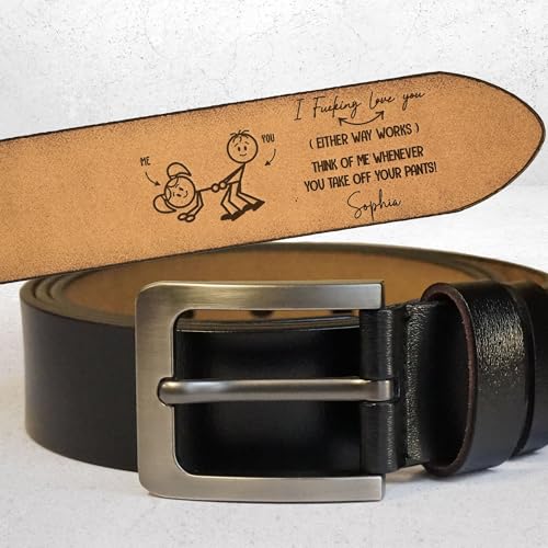 I Fucking Love You - I Love Fucking You - Personalized Engraved Leather Belt for Husband, Boyfriend, Custom Name Wide Leather Belts for Fathers Day Anniversary Birthday4