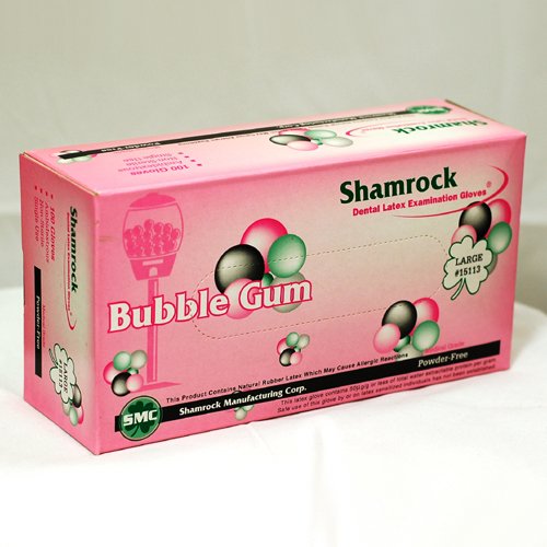 Shamrock 15111 Bubble Gum Flavor Latex Gloves, Box, Glove