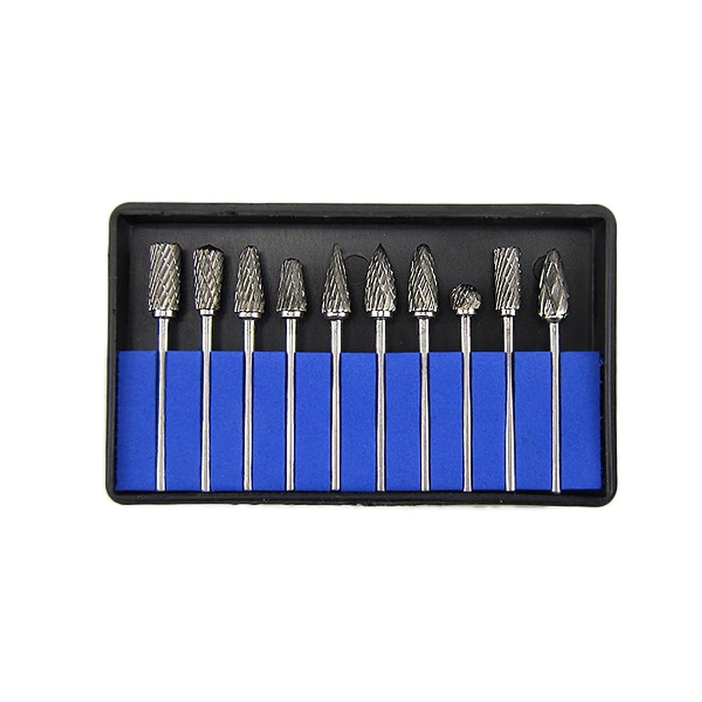 Airgoesin 10pcs/pk HP Cutting Burs Drill Polisher Cutter Tungsten Carbide, Diameter 2.35mm Shank Plaster Alloy Acrylic Polishing